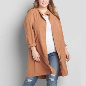 Lane Bryant - Twill Utility Duster Drape Front Drawstring Jacket - 18/20 - 2X